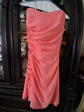 Strapless Ruched Coral Dress